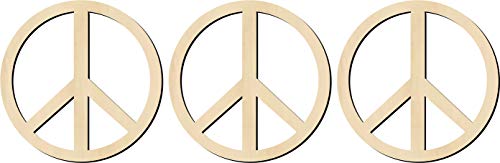 6" - Peace Sign - 3 Pack - Wood Cutout Shape - Peace Signs. DIY party craft - decorate