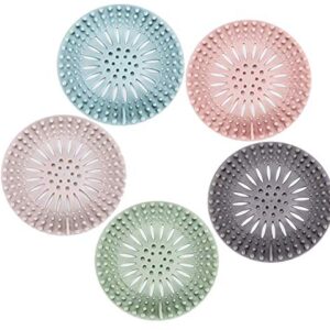 Emoly Silicone Hair Catcher Shower Drain Covers, Easy to Install and Clean Suit，Universal Rubber Sink Strainerfor Bathroom Bathtub and Kitchen (5 Pack)