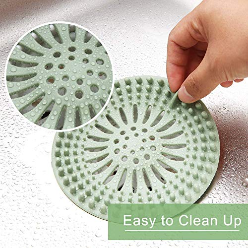 Emoly Silicone Hair Catcher Shower Drain Covers, Easy to Install and Clean Suit，Universal Rubber Sink Strainerfor Bathroom Bathtub and Kitchen (5 Pack)