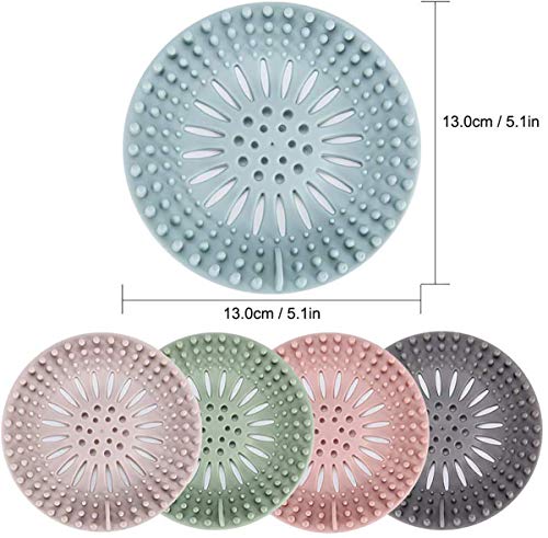 Emoly Silicone Hair Catcher Shower Drain Covers, Easy to Install and Clean Suit，Universal Rubber Sink Strainerfor Bathroom Bathtub and Kitchen (5 Pack)