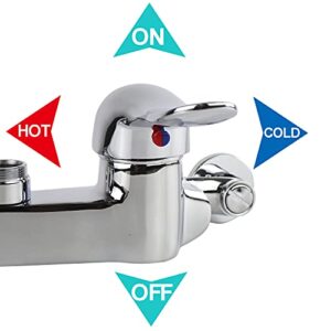 YooGyy Commercial Sink Faucet with 1.79 GPM Pre-Rinse Sprayer Wall Mount 4 Inch to 8 Inch Adjustable Center 26’’ Height Pre-Rinse Faucet with 12 Inch Add-on Swing Spout