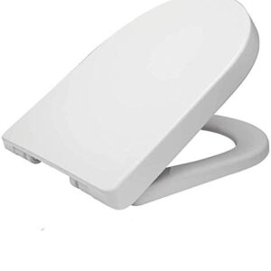 Toilet Seat will Slow Close Modern Lid Toilet Covers White D-Shape Easy Clean & Fix Adjustable Hinges Seat Quick Release Loo - Installation Tool fixtures Included