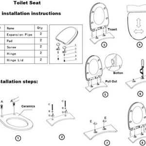 Toilet Seat will Slow Close Modern Lid Toilet Covers White D-Shape Easy Clean & Fix Adjustable Hinges Seat Quick Release Loo - Installation Tool fixtures Included