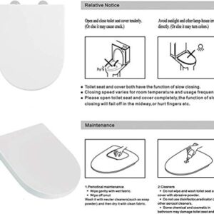 Toilet Seat will Slow Close Modern Lid Toilet Covers White D-Shape Easy Clean & Fix Adjustable Hinges Seat Quick Release Loo - Installation Tool fixtures Included