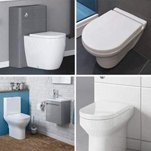 Toilet Seat will Slow Close Modern Lid Toilet Covers White D-Shape Easy Clean & Fix Adjustable Hinges Seat Quick Release Loo - Installation Tool fixtures Included