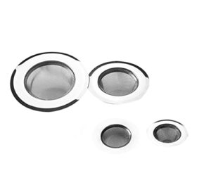 the size of the plugs for shower drain pipes (pack of 4), bathtub drain covers, sink drain plugs, kitchen and bathroom sink filters range from 1.5 inches to 4.45 inches. (silver-small holes)