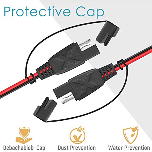 POWISER SAE 1 to 4 Extension Cable Quick Disconnect Connector, 1 SAE Polarity Reverse Adaptors, for Automotive, Solar Panel SAE Plug