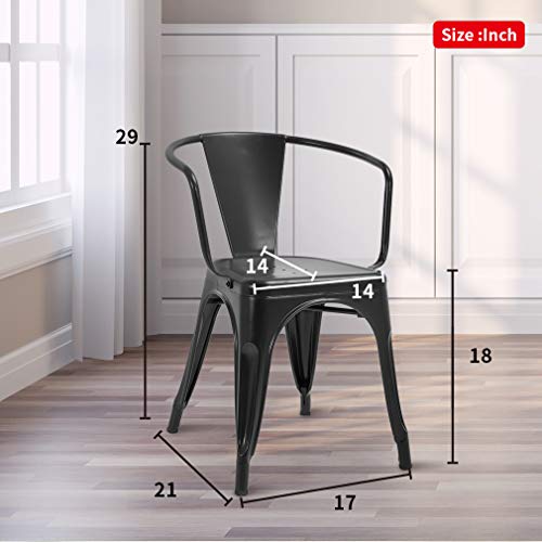 FDW Metal Dining Chairs Set of 4 Patio Chiar Indoor Outdoor Metal Chairs Kitchen Metal Chairs 18 Inch Seat Height Restaurant Chair 330LBS Weight Capacity Tolix Side Metal Stackable Bar Chairs