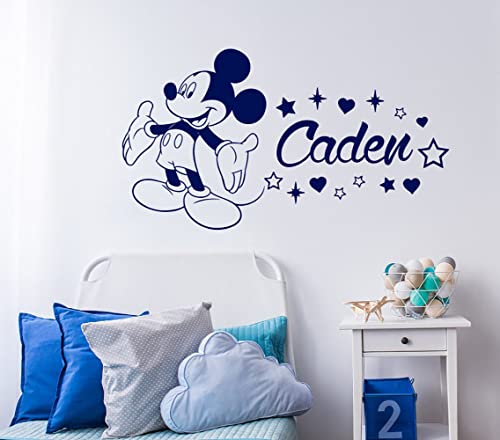 Mouse Name Wall Decal, Mouse Vinyl Sticker, Personalized Boy Name Decal, Nursery Baby Boy Room Decor ZX286