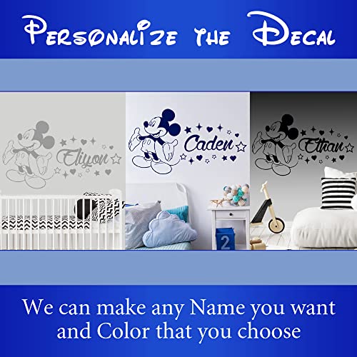 Mouse Name Wall Decal, Mouse Vinyl Sticker, Personalized Boy Name Decal, Nursery Baby Boy Room Decor ZX286