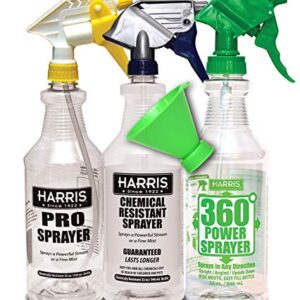 HARRIS Spray Bottle Assortment Bundle, 3-Pack with Attachable Funnel