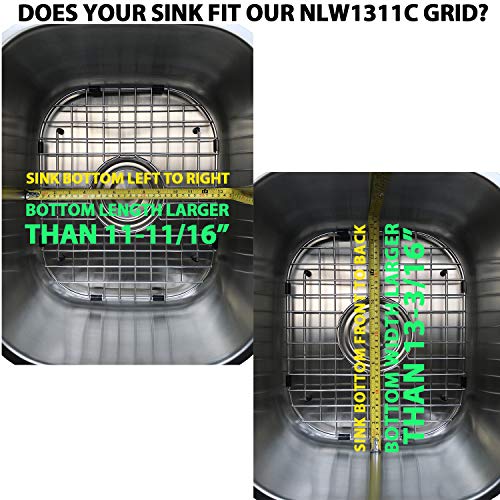 Serene Valley Sink Protector Grid 11-11/16" x 13-3/16", Centered Drain with Corner Radius 3-1/2", 304 Stainless Steel Material NLW1311C