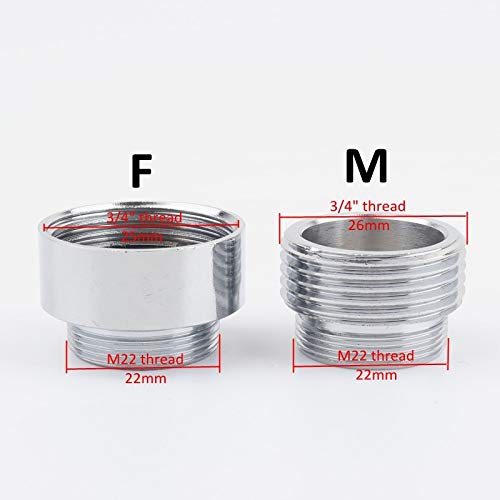 1pc Stainless Steel 3/4" Female Thread to M22 Connector for Faucet Fittings Tap Adapter Water Gun Water Purifier Accessory (F)