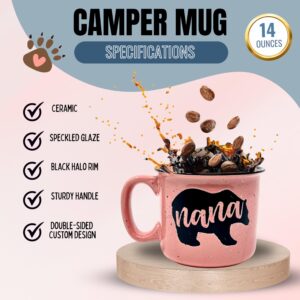 Nana Bear Cute Coffee Mug - Grandma Gifts, Mother's Day, Christmas, Birthday (Coral)