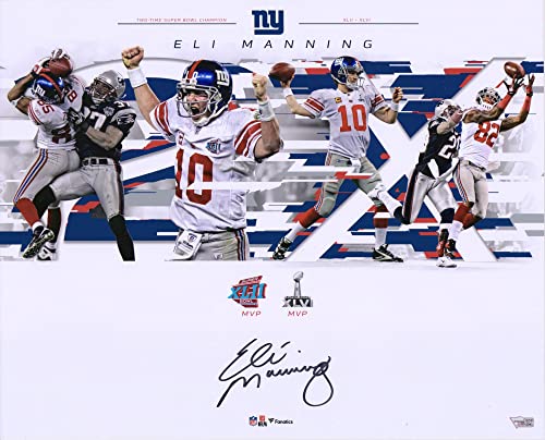 Eli Manning New York Giants Autographed 16" x 20" Super Bowl Plays Collage Photograph - Autographed NFL Photos