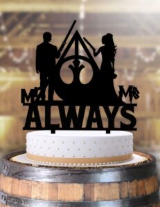 always jedi and wizard wedding cake topper