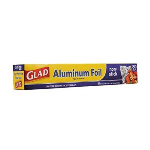 glad non-stick aluminum foil, 80 square feet of multiuse foil for ultimate food protection | aluminum foil for grilling, roasting, baking | glad grilling and baking accessories