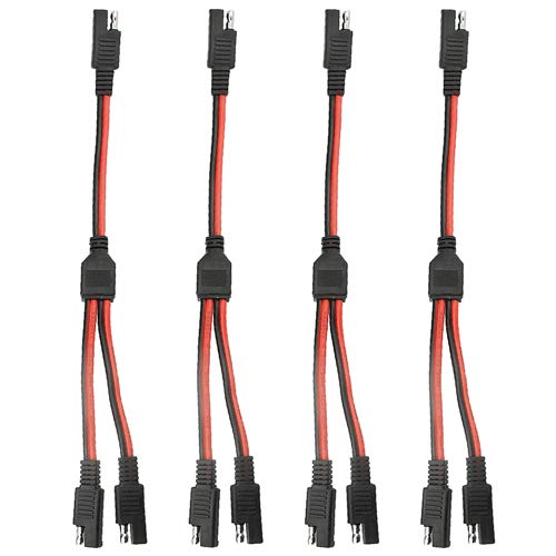 WMYCONGCONG 4 PCS 11inch 14AWG SAE Y Splitter 1 to 2 SAE Connector Quick Release Quick Disconnect Car Power Charging Extension Cable for Automotive Solar Panel (4)