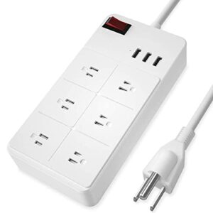 power strip with usb, 6 outlets 3 usb charging ports, desktop charging station with 5.5 ft 16awg extension cord, 15a protector for office, home, hotel - white 1