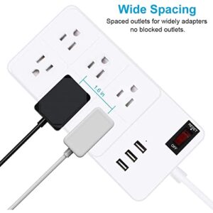 Power Strip with USB, 6 Outlets 3 USB Charging Ports, Desktop Charging Station with 5.5 ft 16AWG Extension Cord, 15A Protector for Office, Home, Hotel - White 1