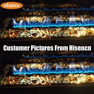 Hisencn Fire Pit Glass Rocks - High Luster Reflective Tempered Fire Glass for Propane Fire Pit, Outdoors and Indoors Natural or Propane Fireplaces, Landscape Decoration, 1/2 Inch Firepit Glass 10 lbs