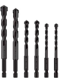【 new 】6pcs black masonry drill bits set, mgtgbao ceramic tile drill bits carbide tip for glass, brick, tile, concrete, plastic and wood with size 6mm(1/4”), 8mm (5/16”), 10mm (3/8”), 12mm (1/2”).