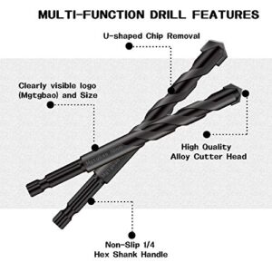 10pcs Black Concrete Drill Bit Set, Mgtgbao Tile Drill Bits Carbide Tip for Glass, Brick, Tile, Concrete, Plastic,Ceramic and Wood with Size 4mm,5mm,6mm,8mm,8mm,10mm,12mm