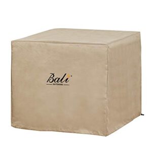 bali outdoors 30 inch square patio fire pit table cover, heavy duty, waterproof and weather resistant oxford fabric cover, brown