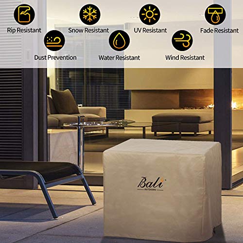 BALI OUTDOORS 32 Inch Square Patio Fire Pit Table Cover, Heavy Duty, Waterproof and Weather Resistant Oxford Fabric Cover, Brown