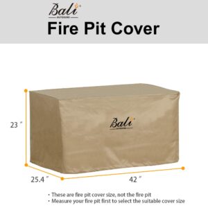 BALI OUTDOORS 42 Inch Rectangle Patio Fire Pit Table Cover, Heavy Duty, Waterproof and Weather Resistant Oxford Fabric Cover, Brown