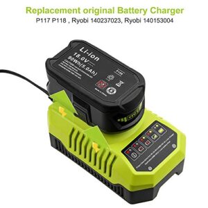 P117 Dual Charger Replacement for Ryobi 18V Battery Charger 12V 14.4V 18V Li-ion & Ni-cad Ni-Mh Battery Charger for Plus Battery P100 P102 P103 P105 P107 P108