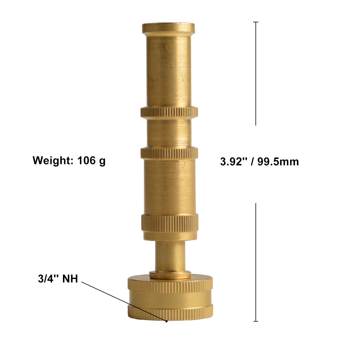 HYDRO MASTER Heavy Duty Brass Garden Hose Nozzle, Adjustable Twist Pressure Sprayer