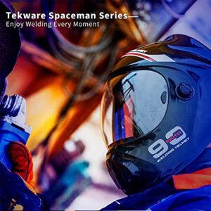 TEKWARE Ultra Large Viewing Screen True Color Solar Power Auto Darkening Welding Helmet, Hemispherical 4C lense, 4 Arc Sensor Wide Shade 4~5/9-9/13 for TIG MIG Arc Weld Grinding Welder Mask