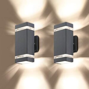 lmp 2 pack led square up and down lights outdoor wall light，body in aluminum waterproof outdoor wall lamps，3000k 5w with certificate etl