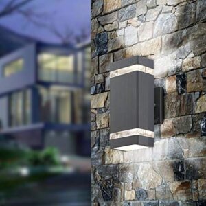 LMP 2 Pack LED Square Up and Down Lights Outdoor Wall Light，Body in Aluminum Waterproof Outdoor Wall Lamps，3000k 5W with Certificate ETL