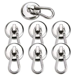 diymag magnetic hooks,100lbs strong heavy duty neodymium magnet hooks with swivel carabiner hook,great for your refrigerator and other magnetic surfaces,pack of 7