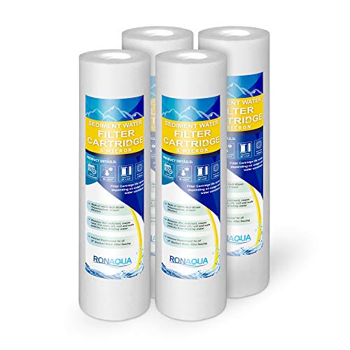 5M-4PK 5-Micron Sediment Water Filter Cartridge WELL-MATCHED with P5, AP110, WFPFC5002, CFS110, RS14, WHKF-GD05, 4-Pack