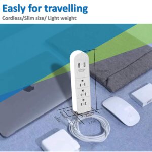 Outlet Extender, Surge Protector Power Strip with USB,Fast Charge,2.4A max,110V or 220V,3 Outlet Splitter,for Cruise Ship,Bedroom,student dormitory,suitable for iphone,iPAD,Personal Electronics etc...