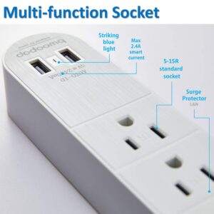 Outlet Extender, Surge Protector Power Strip with USB,Fast Charge,2.4A max,110V or 220V,3 Outlet Splitter,for Cruise Ship,Bedroom,student dormitory,suitable for iphone,iPAD,Personal Electronics etc...