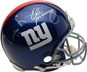 eli manning new york giants autographed riddell authentic helmet with “mario manningham drawn play” inscription - autographed nfl helmets