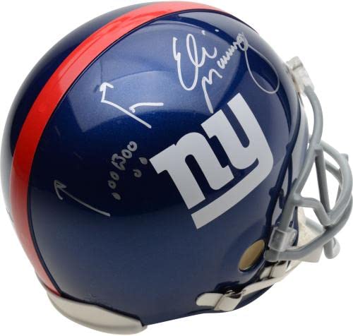 Eli Manning New York Giants Autographed Riddell Authentic Helmet with “Mario Manningham Drawn Play” Inscription - Autographed NFL Helmets