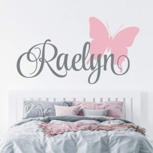 butterfly name wall decal - custom name butterfly decal - girls name decal - personalized name butterfly wall decal nursery decal - girls room decal
