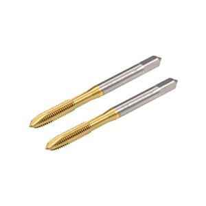 uxcell spiral point plug threading tap m5 x 0.8 thread, ground threads h2 3 flutes, high speed steel hss 6542, titanium coated, metric screw taps tapping bit for thread repair, 2pcs