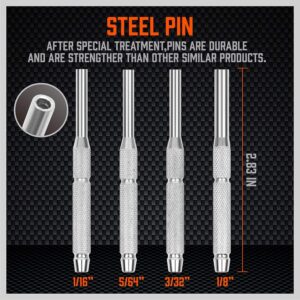 HORUSDY 22-Piece Punch Set and Hammer with Brass, Hollow, Steel, Plastic Punches, Brass Punch for Maintenance.