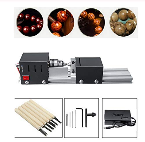 BACHIN Mini Lathe Beads Polisher Machine DIY CNC Machining for Table Woodworking Wood DIY Tool Lathe Standard Set DC 12V-24V 96W