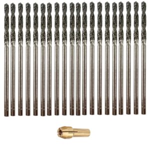 diamond drill bit set 2mm 20 pieces compatible with dremel collet included twist tip jewelry beach sea glass shells gemstones lapidary ornament bracelet necklace arts crafts 5/64 inch