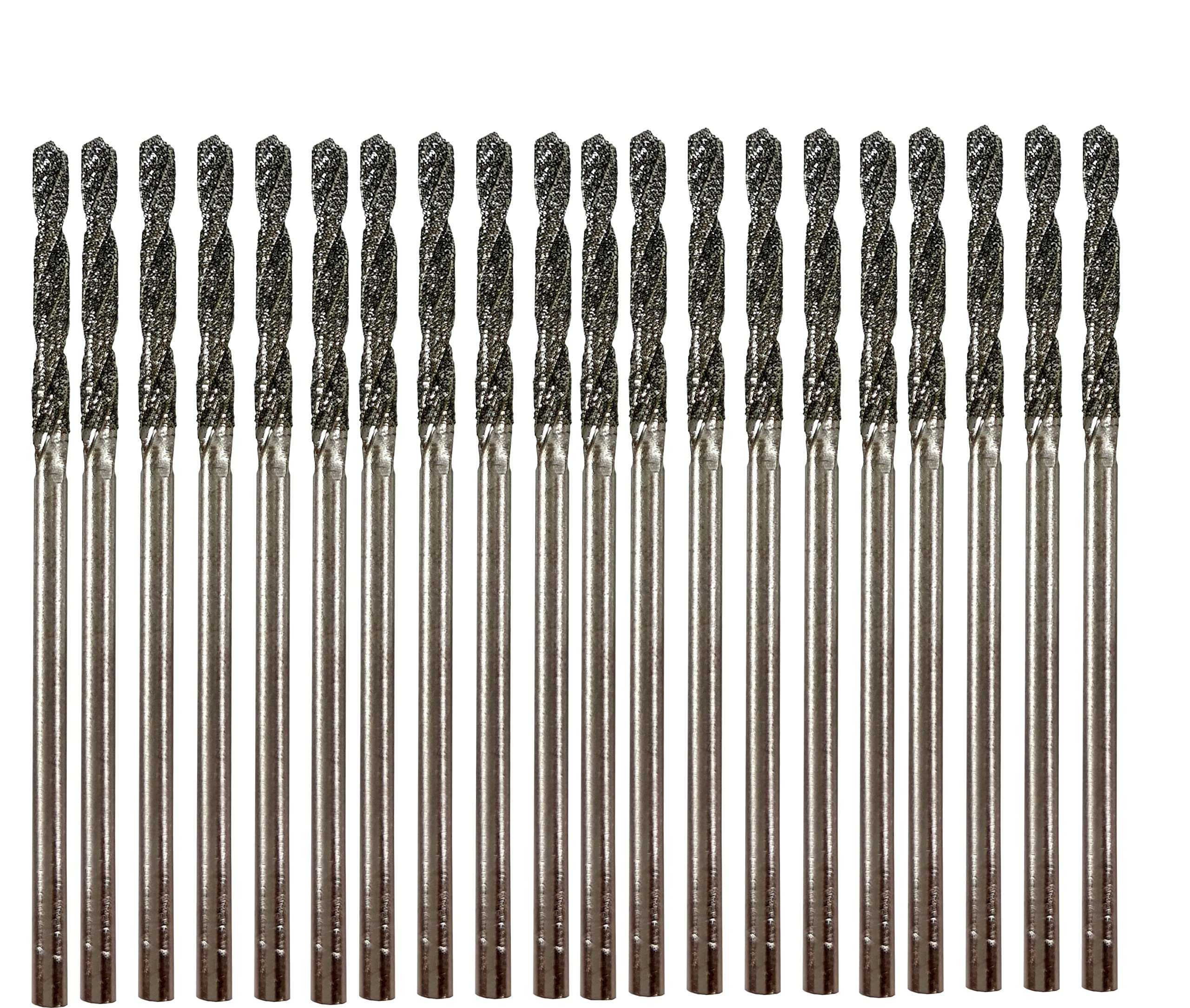 Diamond Drill Bit Set 2mm 20 Pieces Compatible with Dremel Collet Included Twist Tip Jewelry Beach Sea Glass Shells Gemstones Lapidary Ornament Bracelet Necklace Arts Crafts 5/64 inch