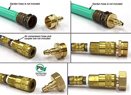 Water Blowout Quick Connect Plug Fittings for Air Compressor, Winterize Kit for RV, Camper, Outdoor Plumbing, Garden Hose, and Sprinkler Systems (One Pair)