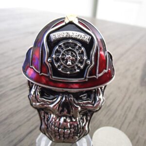 Firefighter First Responder Prayer Skull Challenge Coin