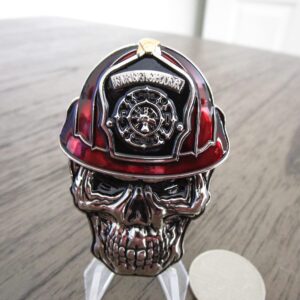 Firefighter First Responder Prayer Skull Challenge Coin